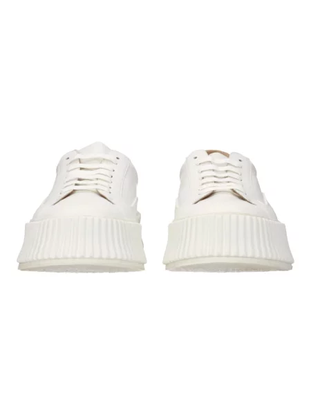 Sneakersy Jil Sander skórzane z okrągłym noskiem białe