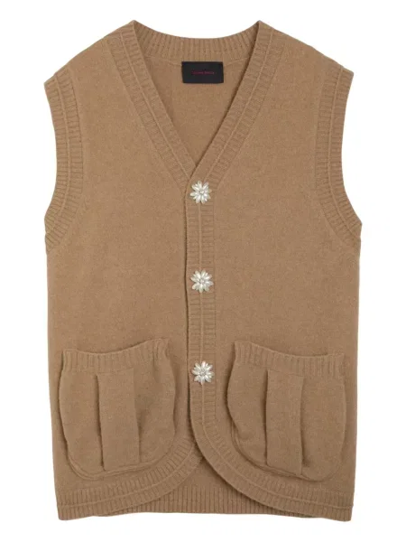 Cardigan Simone Rocha cu perle maro