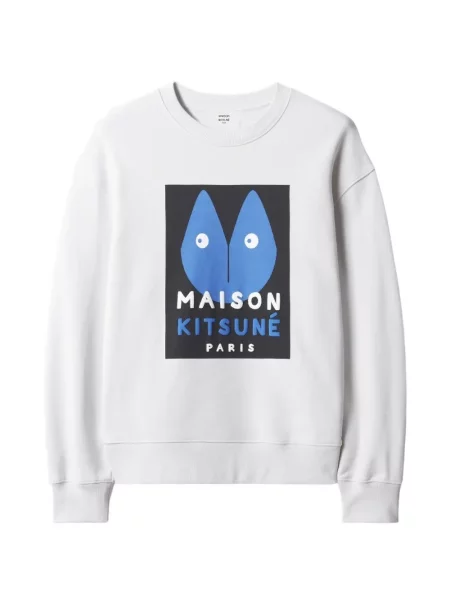 Hanorac Maison Kitsune cu imagine alb