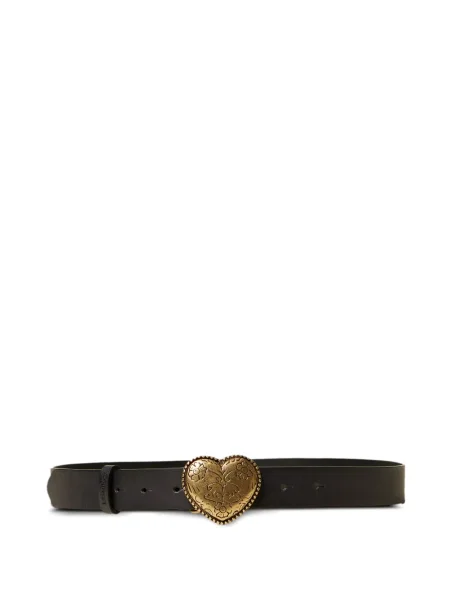 Curea Twinset din piele cu motiv cu inimi negru