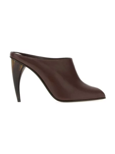Klapki mules Alexander Mcqueen skórzane brązowe