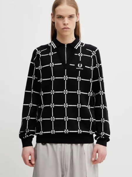 Fred Perry pulover din amestec de lână negru