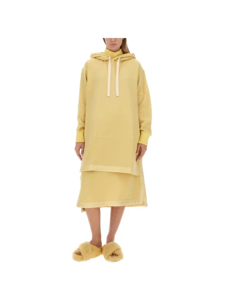 Spódnica midi Jil Sander wełniana żółta