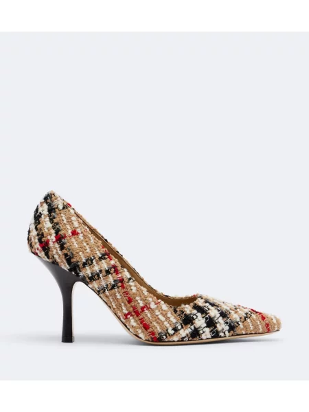 Bouclé pantofi cu toc Burberry în carouri bej