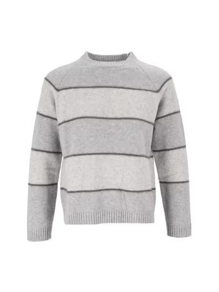 Sweter Kangra w paski z paskiem szary