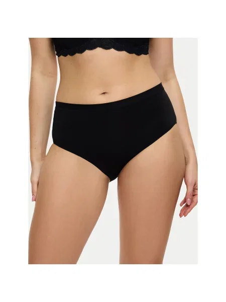 Hlačke Triumph z visokim pasom iz modala črna