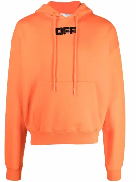 Hanorac cu glugă Off-white cu imagine alb