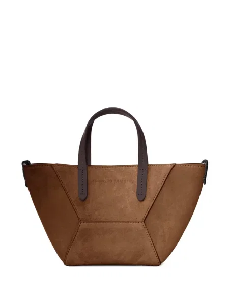 Geantă shopper Brunello Cucinelli din piele maro