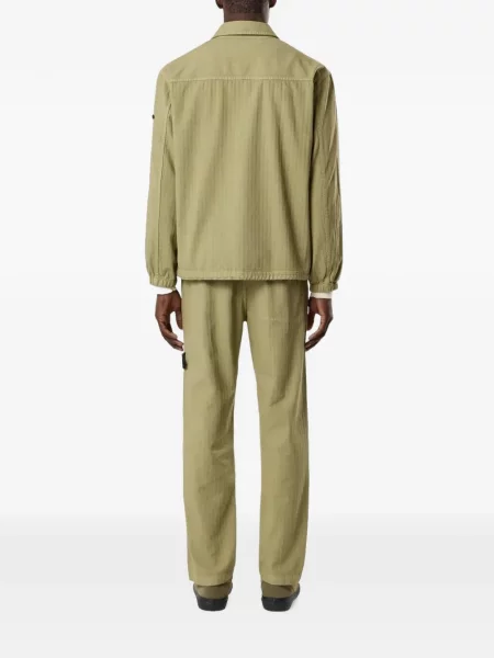 Pantaloni Stone Island cu model herringbone cu strasuri verde