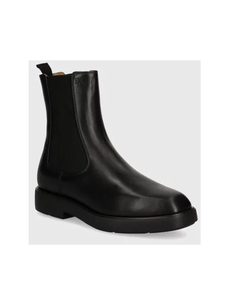 Emporio Armani botki skórzane na płaskim czarny