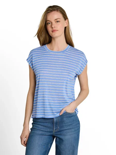 TOM TAILOR DENIM Majica svetlo modra / črna bela