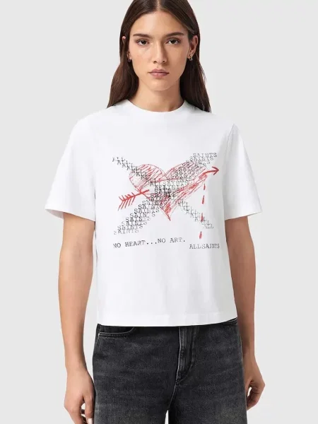 AllSaints tricou din HEARTACHE alb
