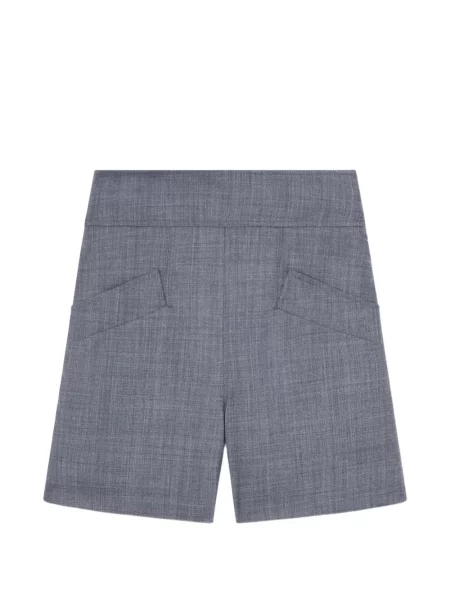 Pantaloni scurți Ganni cu talie înaltă gri