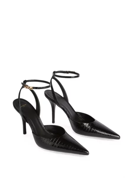 Pantofi cu toc Balmain din piele cu bretele negru