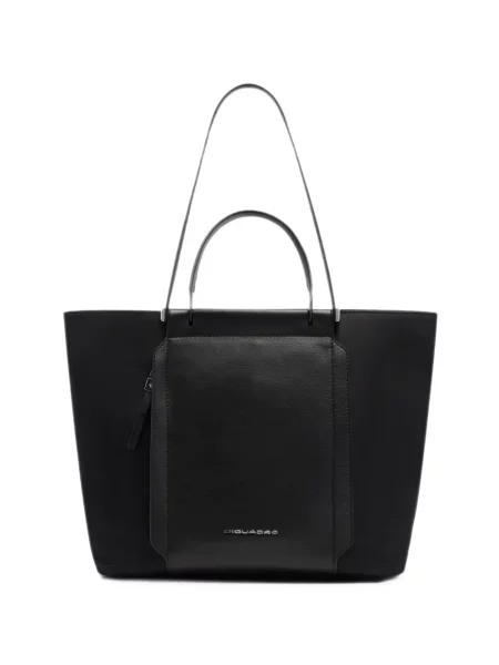 Geantă shopper Piquadro cu autograf negru