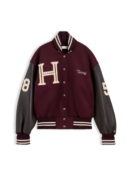 TOMMY HILFIGER Geacă de primăvară-toamnă crem / maro închis / roșu vin / murdar alb