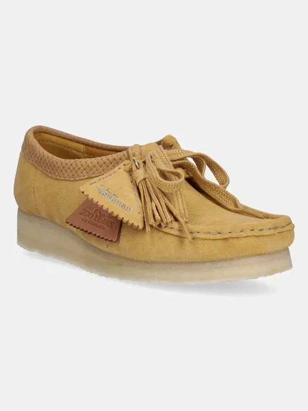 Замшевые мокасины Clarks Originals на платформе желтые