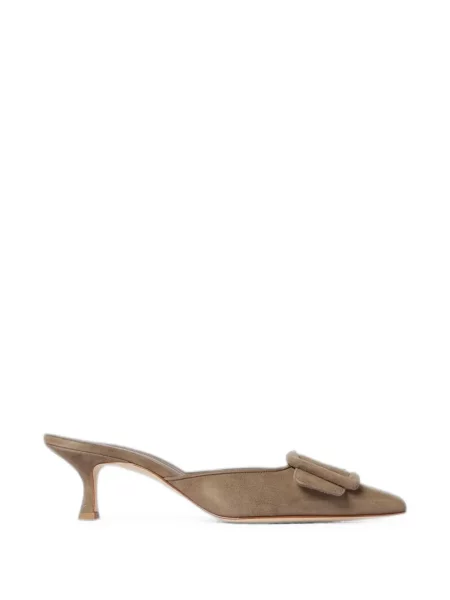 Papuci tip mules Manolo Blahnik din piele de căprioară maro