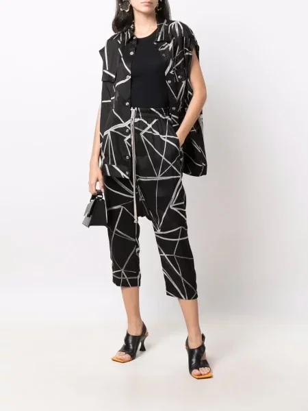 Raštuotas palaidinė be rankovių Rick Owens juoda
