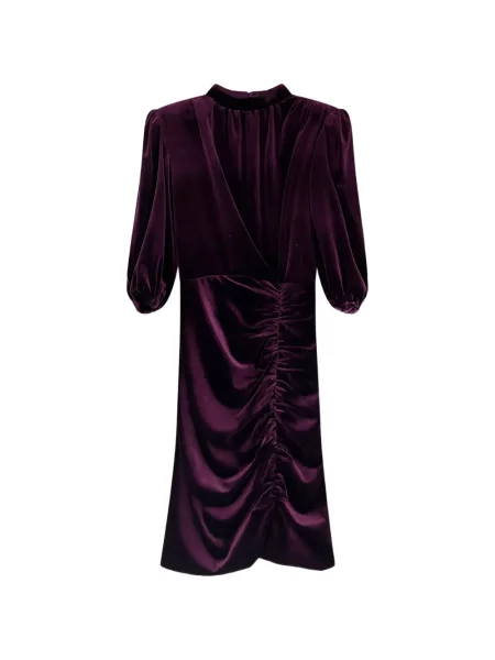 Rochie midi Actualee de catifea cu volane violet