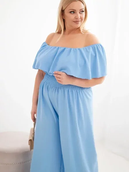 Гащеризон Kesi Włoski с волани с прехлупване синьо