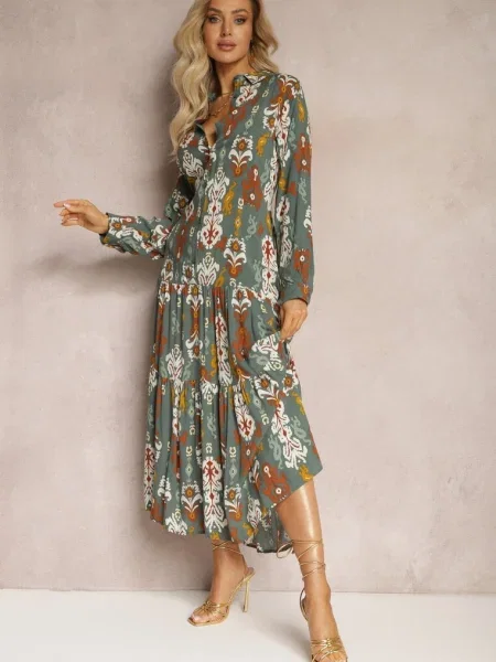 Rochie Cămașă Închis Cloș Zjarrta verde