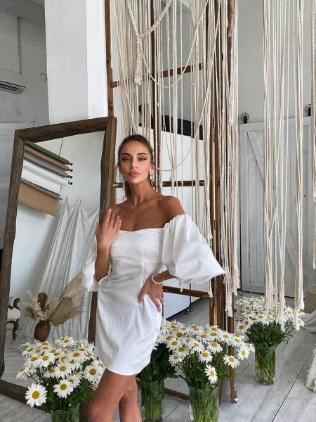 Сукня міні Milirud молочний шовк