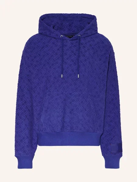 Tommy Hilfiger Bluza Z Kapturem Z Żakardu blau niebieska