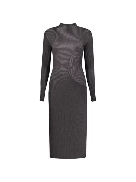 Lung rochie midi Desigual tricotate gri