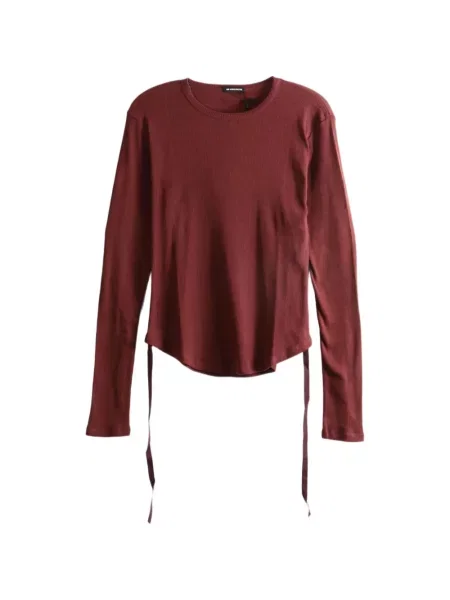 Lung tricou Ann Demeulemeester cu buline tricotate roșu