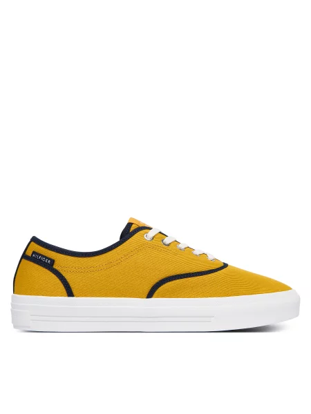 Teniși Tommy Hilfiger Th Vulc Cup Long Lace Canvas galben