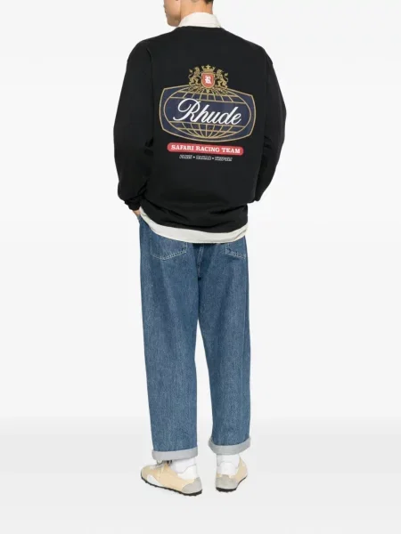 Lung tricou Rhude cu imagine negru