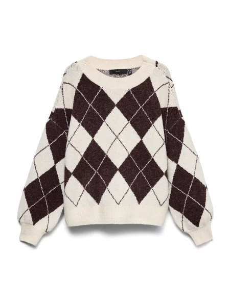VERO MODA Pulover fildeş / amestecat negru