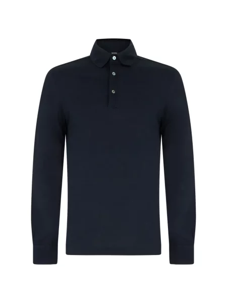 Lung tricou polo Zegna albastru