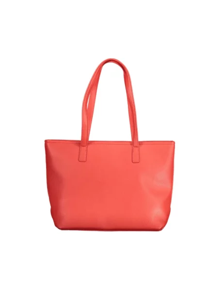 Lniana shopperka Valentino By Mario Valentino czerwona