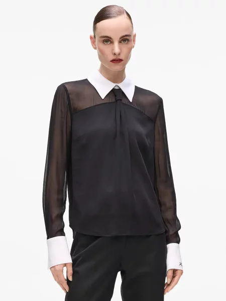 Блуза Karl Lagerfeld дамска с изчистен дизайн черно