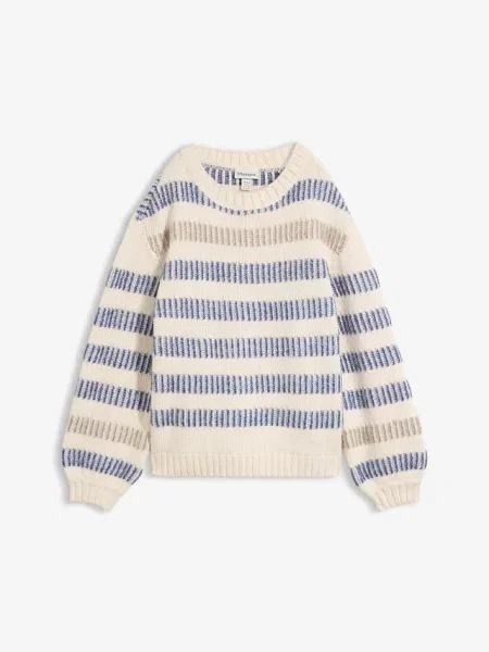 Sweter ze strukturalnej dzianiny beżowy