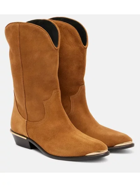 Botine Isabel Marant din piele de căprioară cowboy maro