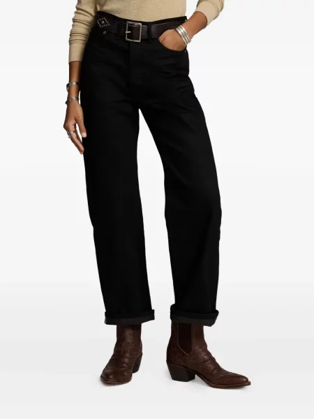 Blugi Ralph Lauren Rrl cu talie înaltă negru