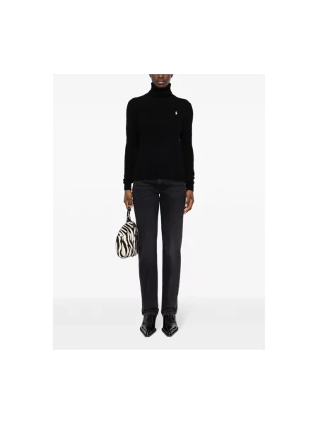 Polo Ralph Lauren sweter wełniany lekki z golfem czarny