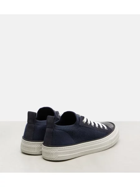 Sneakerși Brunello Cucinelli din piele de căprioară albastru