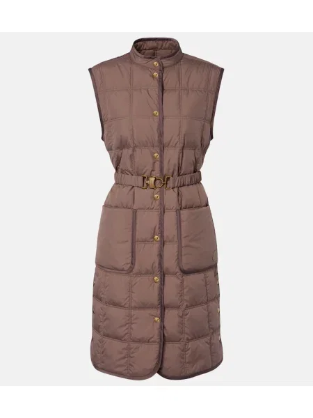 Matlasat cu centură vestă din puf Moncler maro