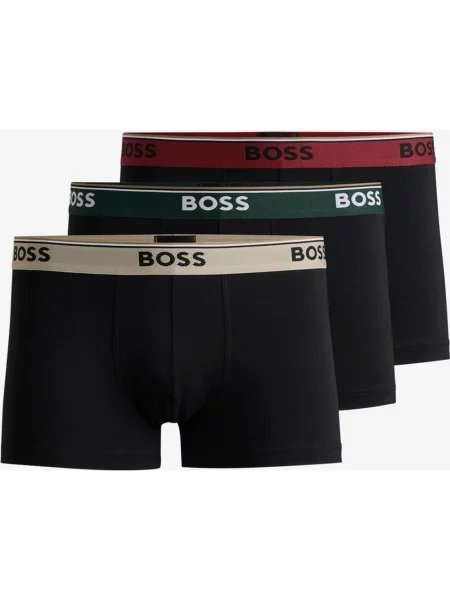 Bokserki BOSS Trunk Power beżowe czerwone 3 sztuki S czarne