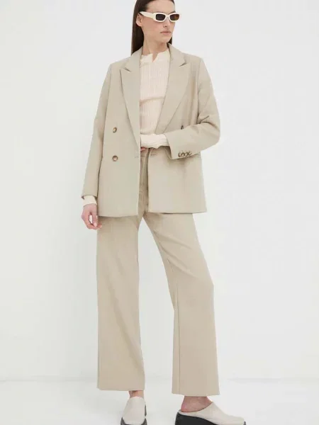 Штани Lovechild пряме висока посадка бежевий