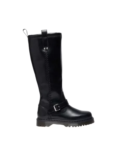 Dr. Martens kozaki skórzane Anistone na płaskim czarny