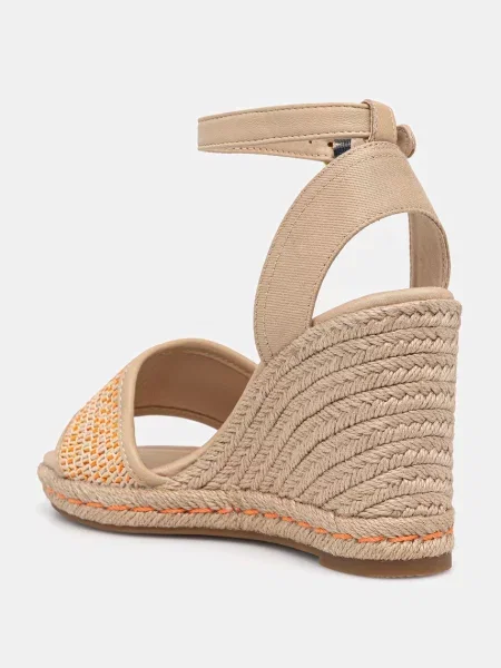 Tommy Hilfiger sandały HIGH WEDGE ESPAD RAFFIA beżowe