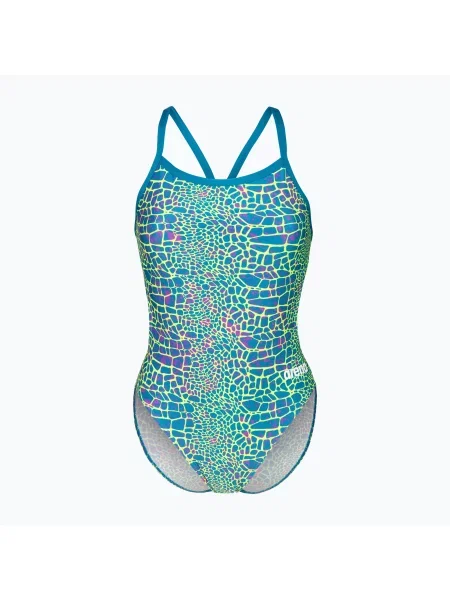 Costum de baie întreg pentru femei arena Snake Skin Challenge blue cosmo multi/blue cosmo albastru