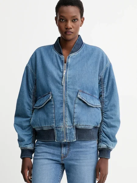 Džínová bomber bunda Levi's zimní oversize modrá