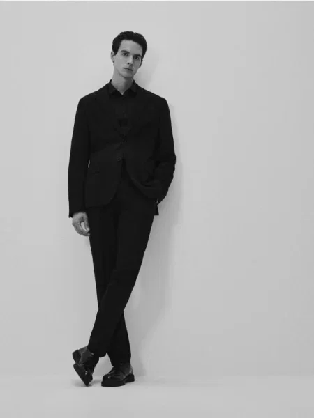 Reserved Spodnie garniturowe slim fit czarny