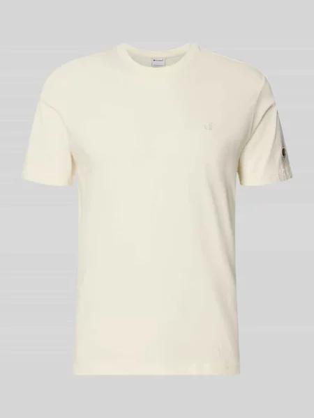 T-shirt z naszywanymi detalami z logo i okrągłym dekoltem Champion biała